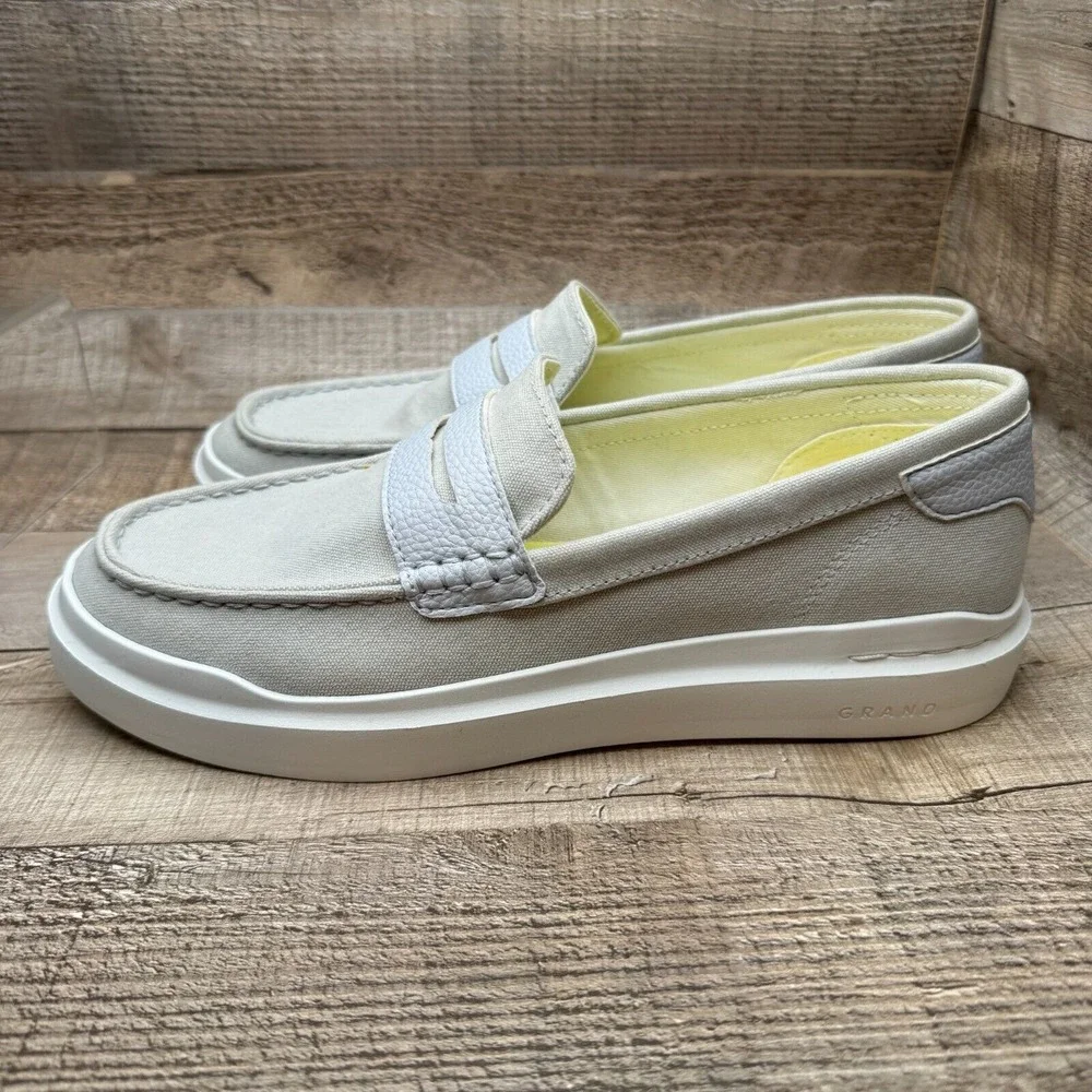 Cole Haan Grandpro Rally Penny Loafer Shoe Womens 10 B White Gray Slip On W25369 - Picture 3 of 12